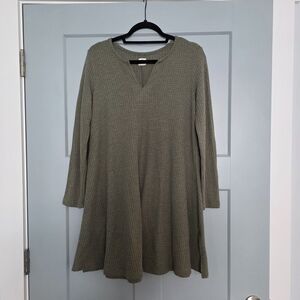 O’Neill Olive Green Waffle Knit Long Sleeve Dress | Size Large